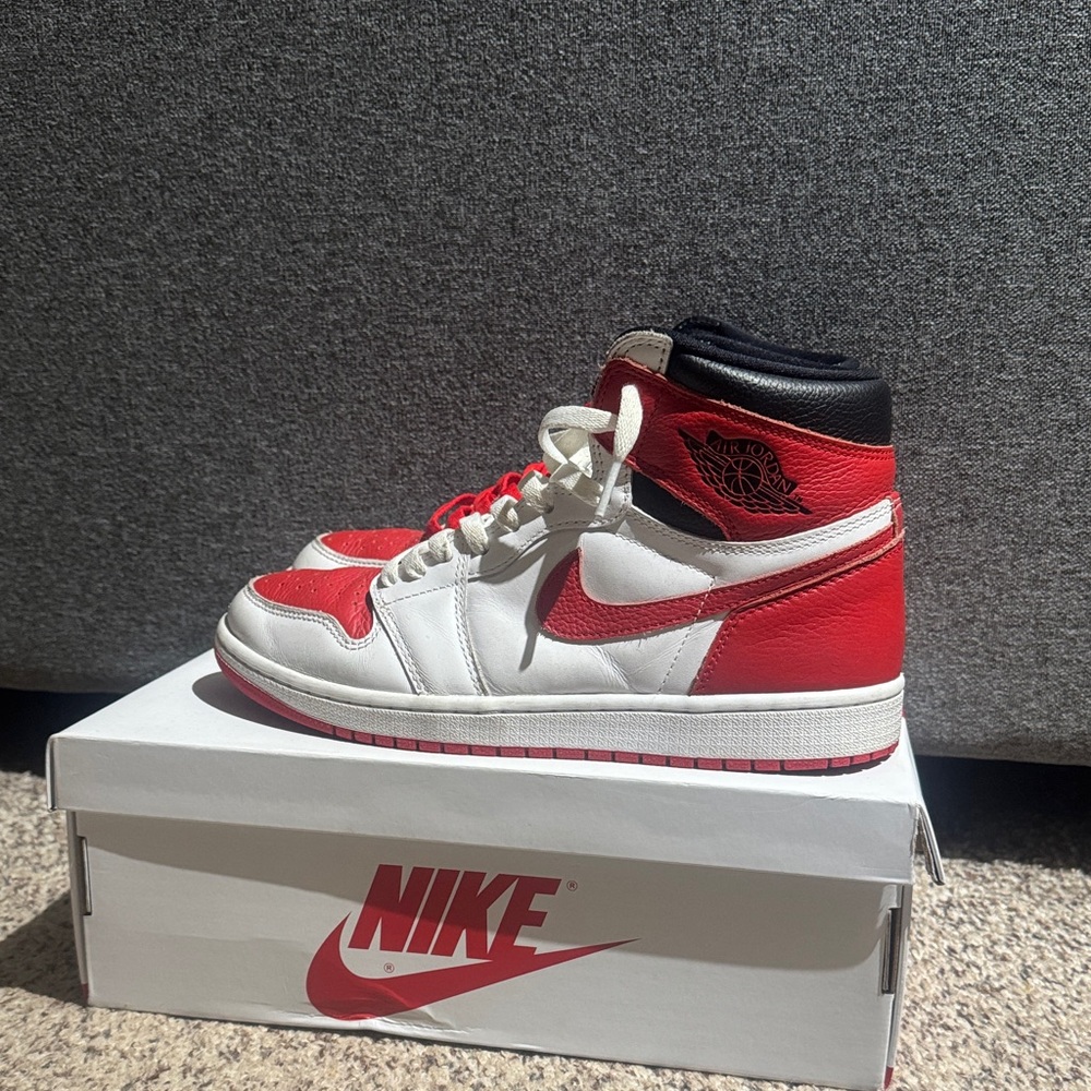 Nike Air Jordan 1’s Men's Red and White Sneakers